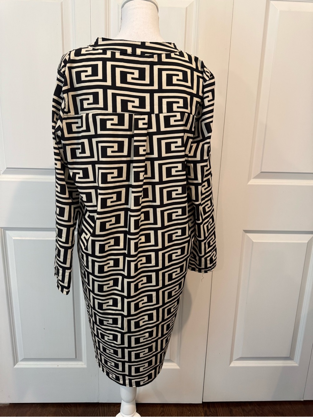 Made in Italy (PY) ❤️ Geometric Greek Key Tunic Shirt Dress M/L. - Picture 5 of 15